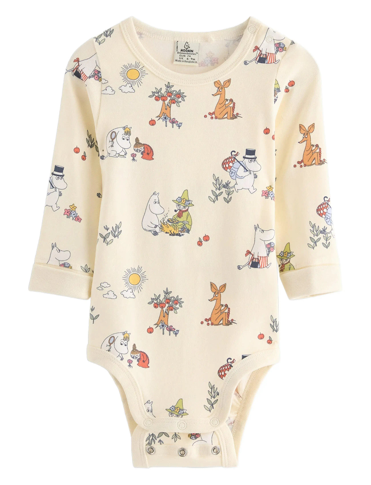 Lindex Body Moomin, 86, Cream, Bodysuits > Langærmede Bodysuits, Børn