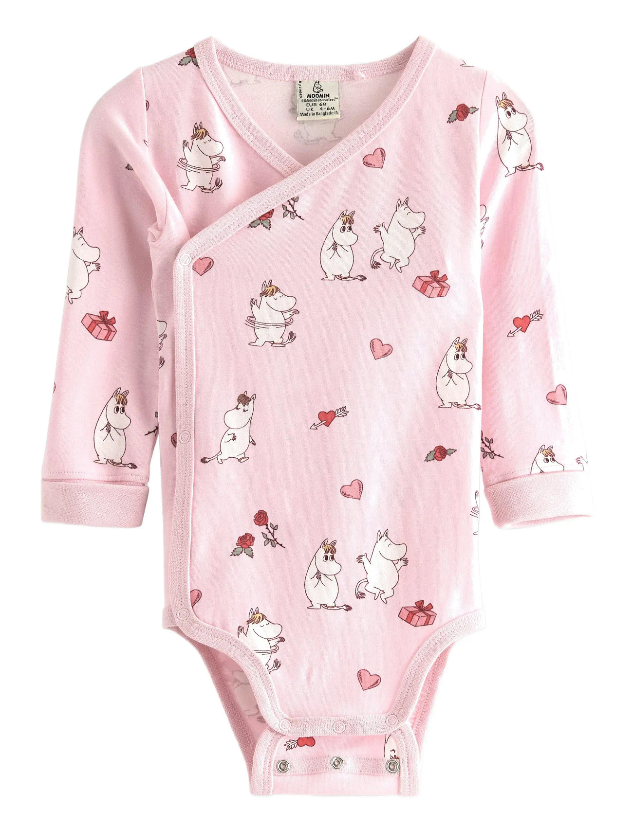 Lindex Moomin Wrap Bodysuit, 68, Pink, Bodysuits > Langærmede Bodysuits, Børn