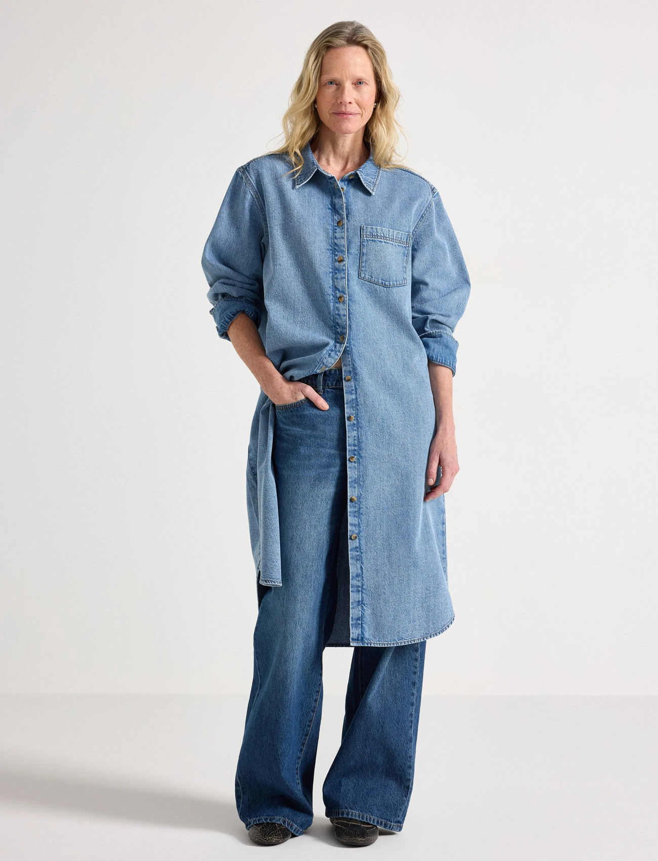 Lindex Shirt Dress Nadja, XS, Blue, Kjoler > Skjortekjoler, Dame