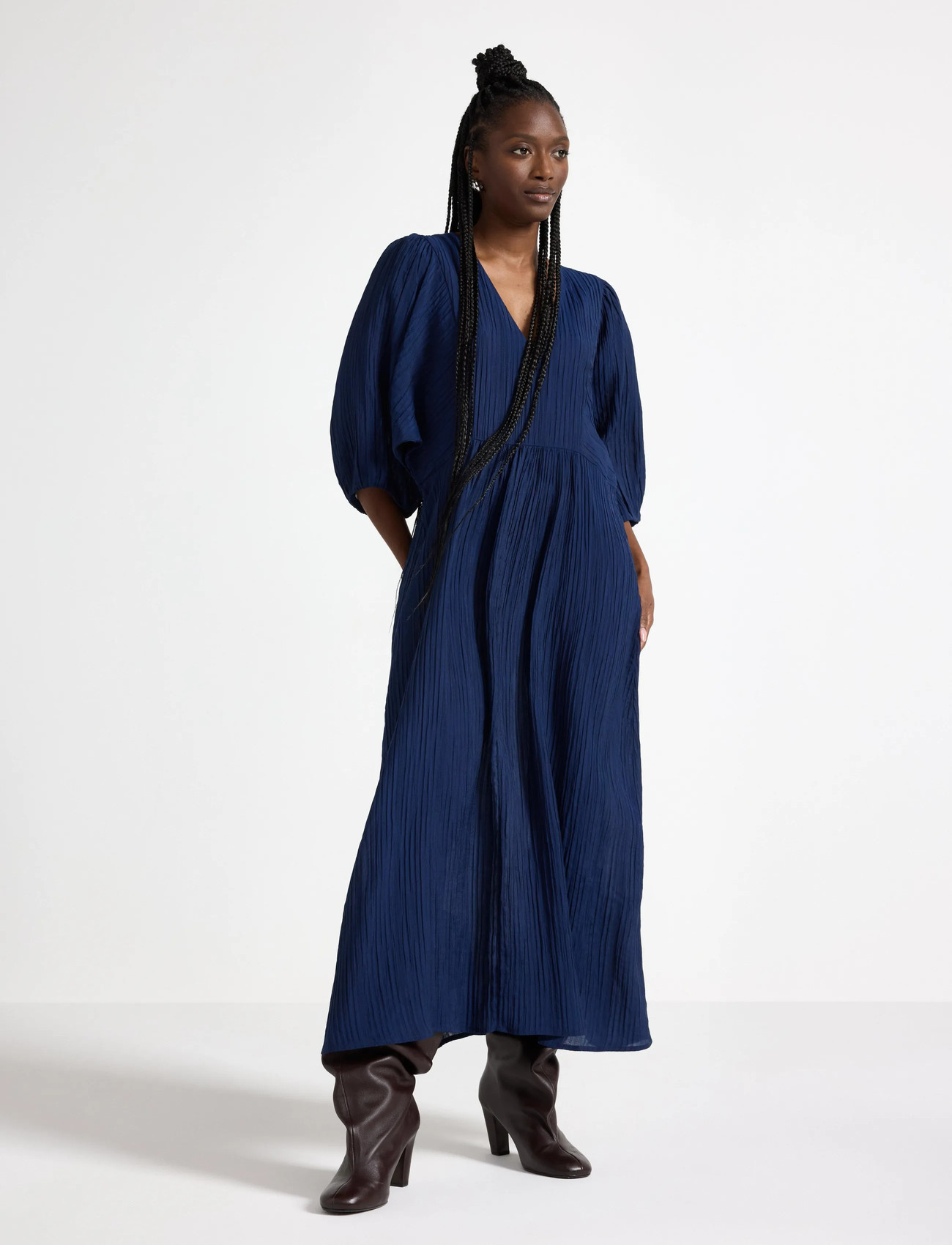 Lindex Dress Inez, L, Navy, Kjoler > Knælange Og Midi, Dame