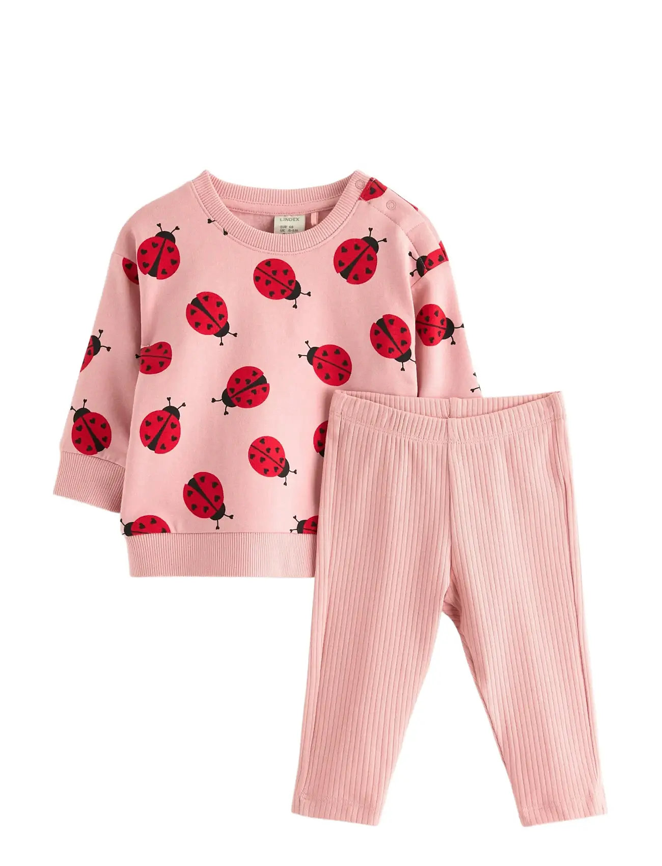 Lindex Set Sweatshirt Leggings Ladybu, 104, Pink > Sæt, Børn