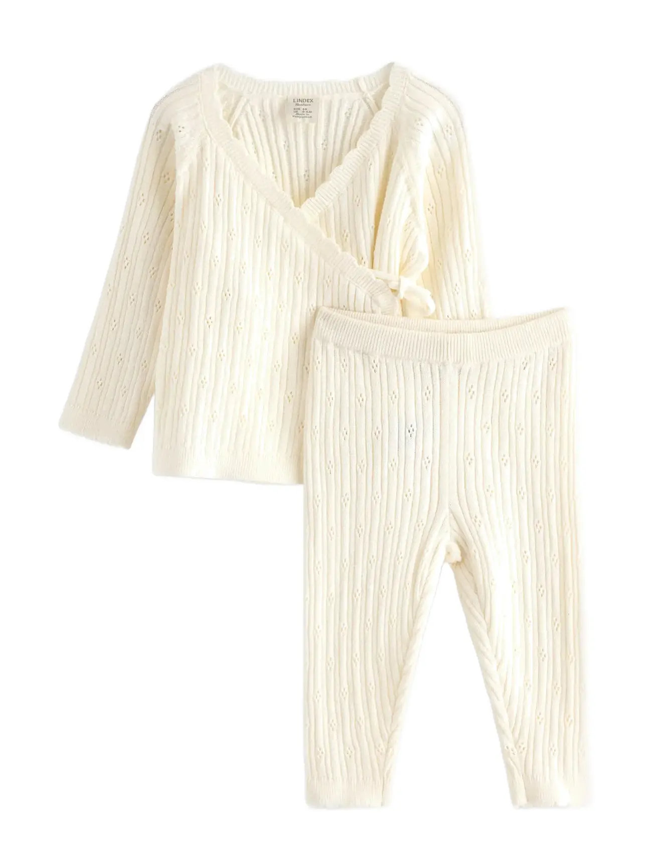 Lindex Set Cardigan Leggings Knitted, 68, Cream > Sæt, Børn