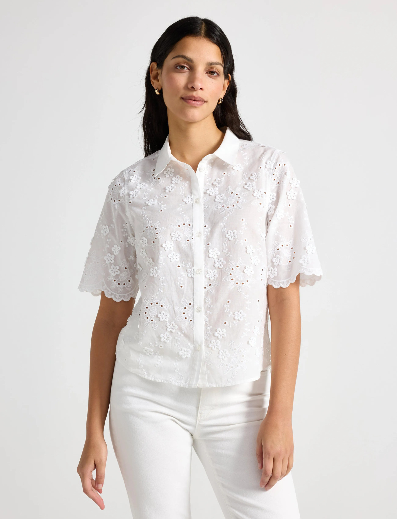 Lindex Blouse Vivienne, XS, White, Bluser > Kortærmede, Dame