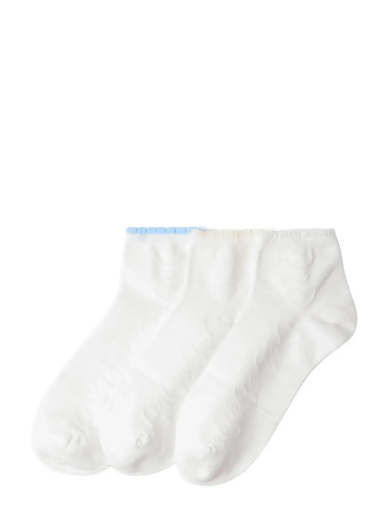 LINDEX Socken 3P Pointelle High Ankle Weiß - 31/33 - Kinder