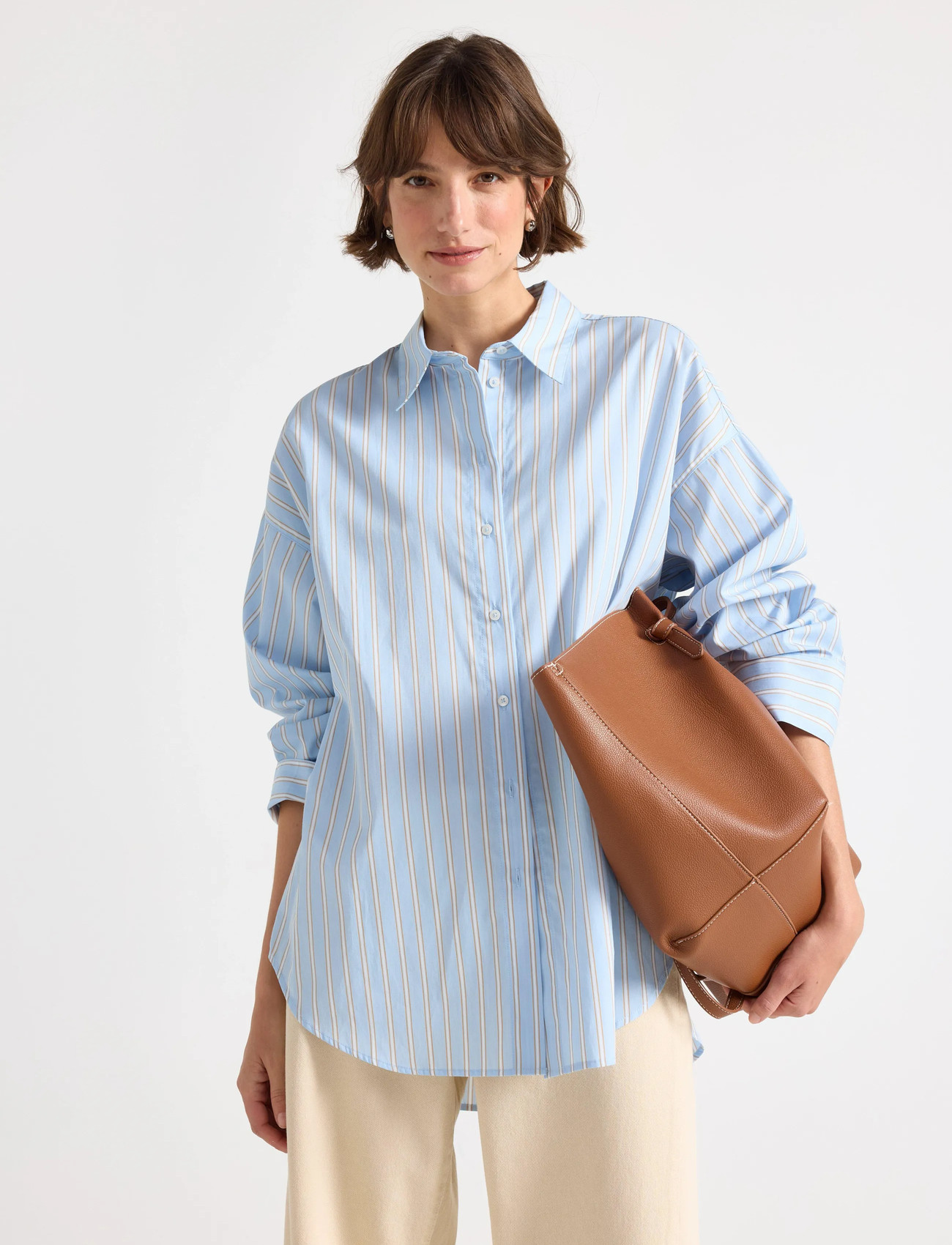 Lindex Shirt Maja, L, Blue, Skjorter > Langærmede, Dame