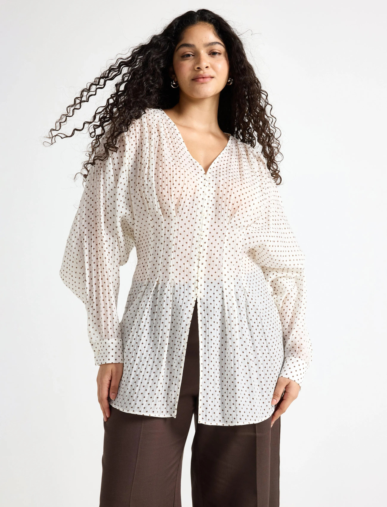 Lindex Blouse Bonnie, L, Brown, Bluser > Langærmede, Dame