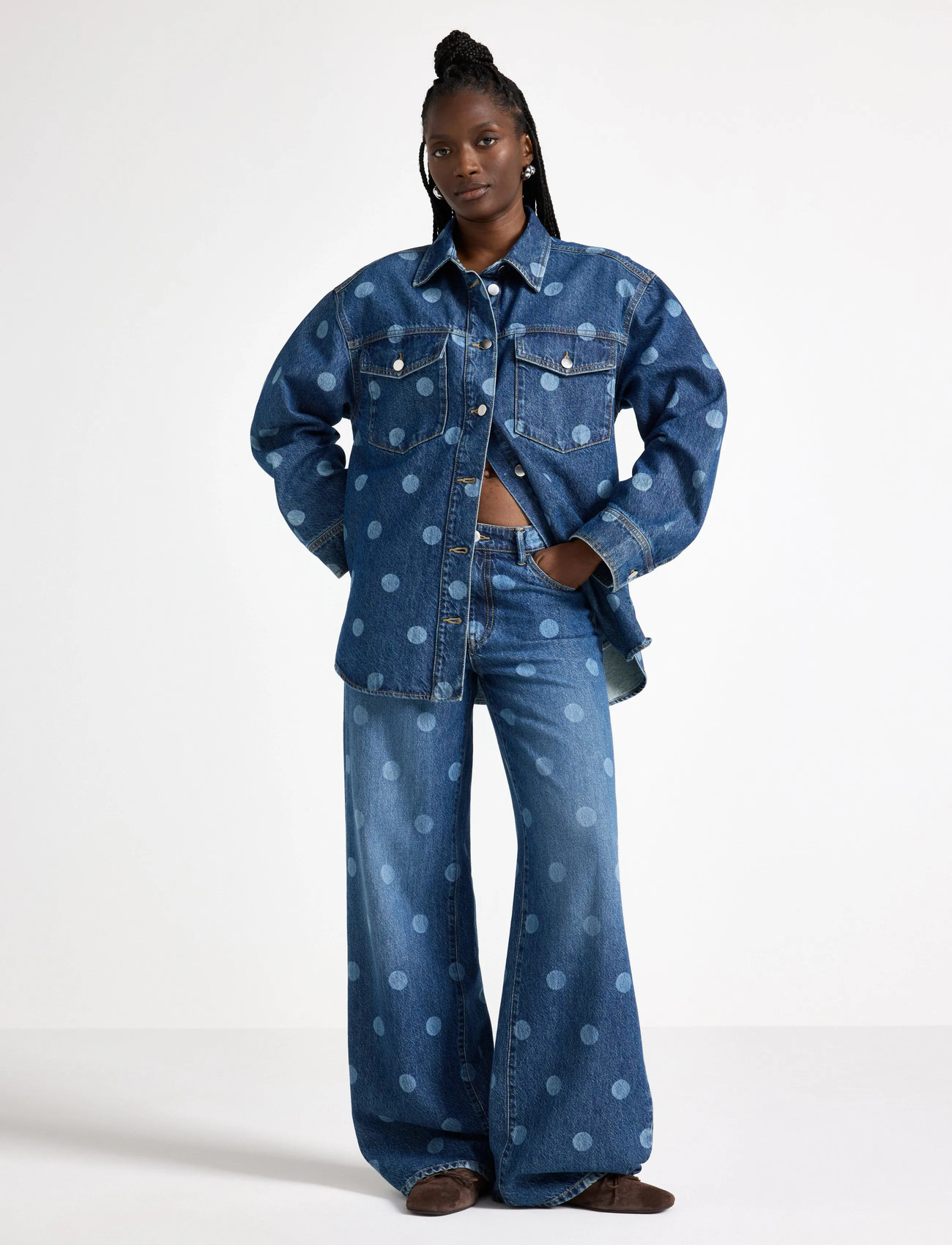 Lindex Trousers Denim Peggy Dot, 44, Blue, Underdele > Jeans, Dame