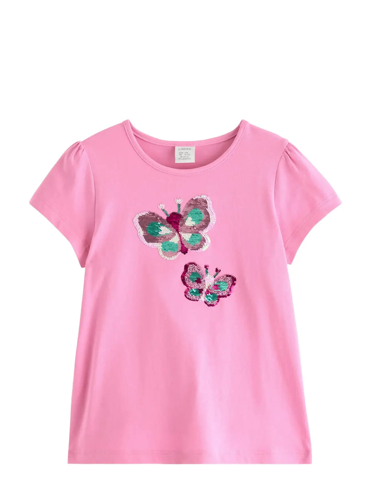 LINDEX Oberteil Ss Butterfly Flipsequins Pink - 110 - Kinder