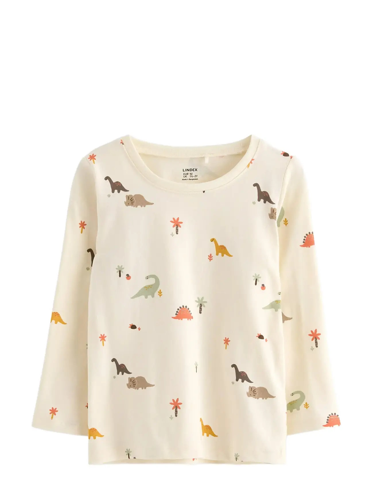Lindex Top Mini Dino Aop, 98, Cream, T-Shirts > Langærmede T-shirts, Børn
