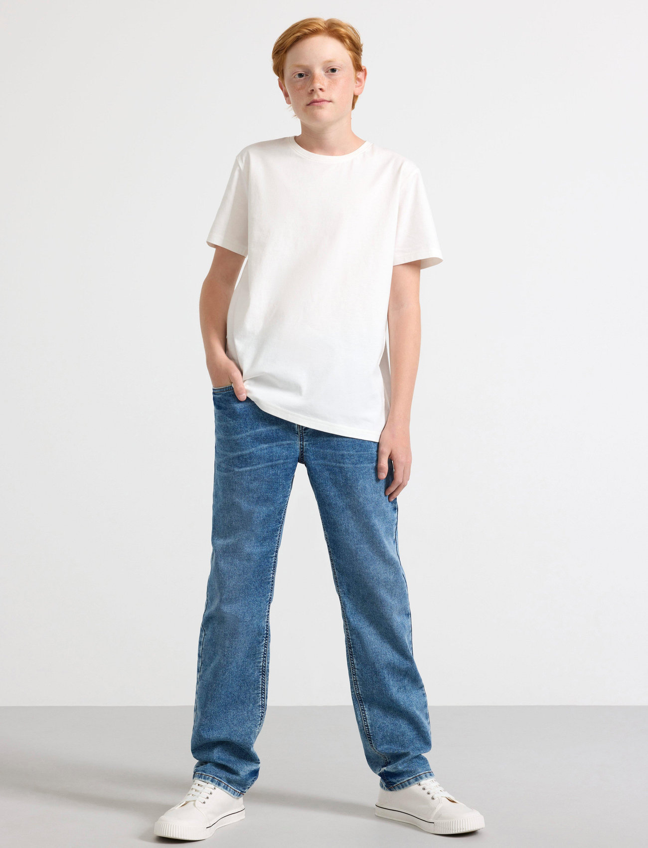 Lindex Trousers Denim Jersey Staffan, 134, Blue, Jeans > Skinny Jeans, Børn