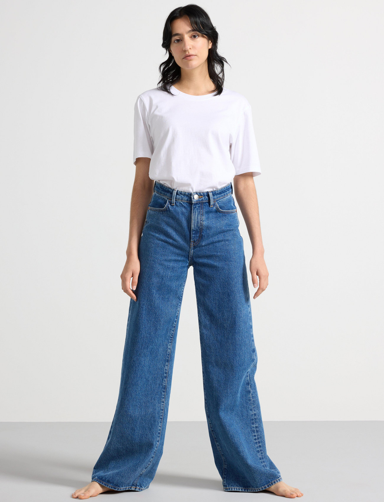 Lindex Wide Jackie Jeans With Extra Wide Leg, 36, Blue, Jeans > Vidde, Dame