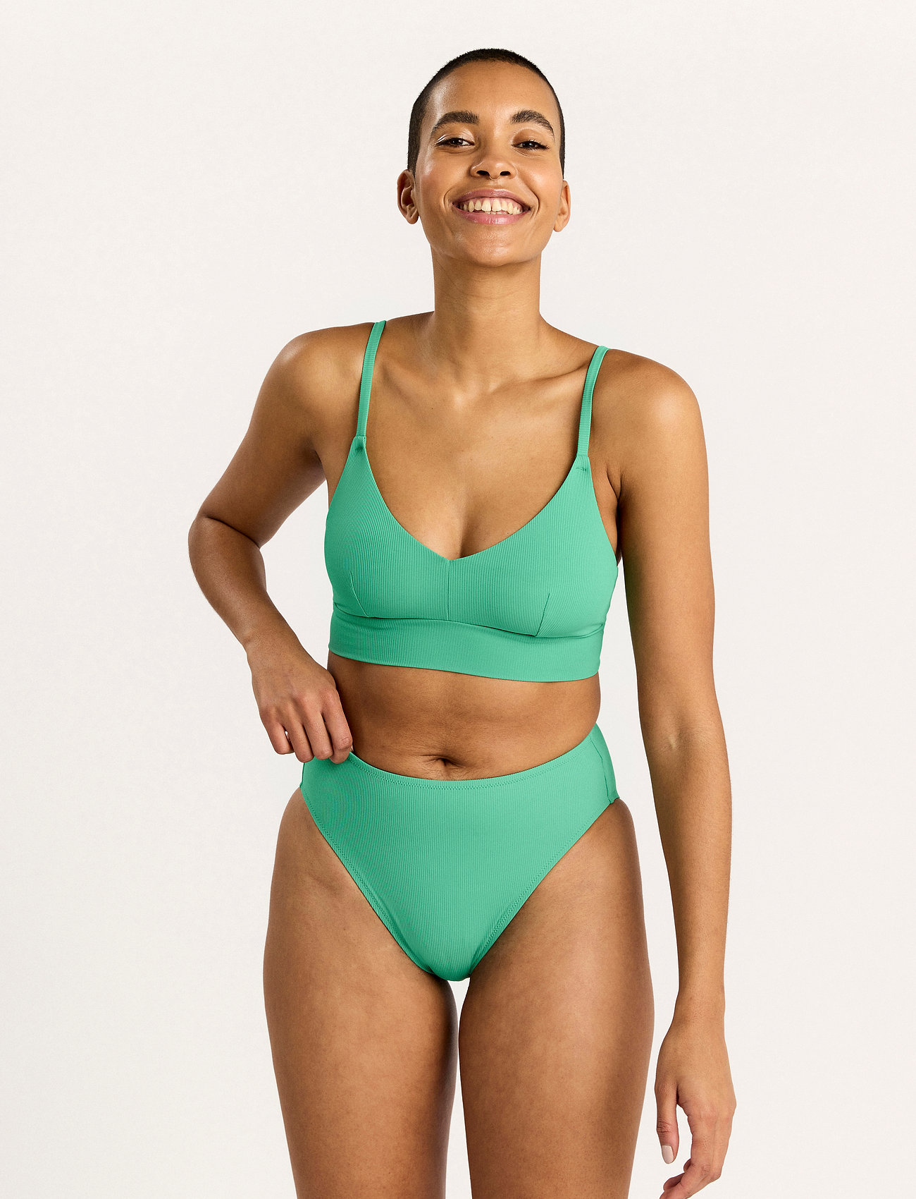 Lindex - Swim Brief Hanna Bikini HW - bikini ar augstu vidukli - green - 0