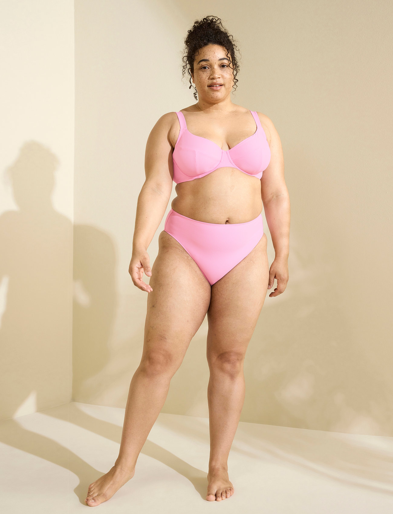 Lindex - Swim Brief Hanna Bikini HW - bikini ar augstu vidukli - pink - 0