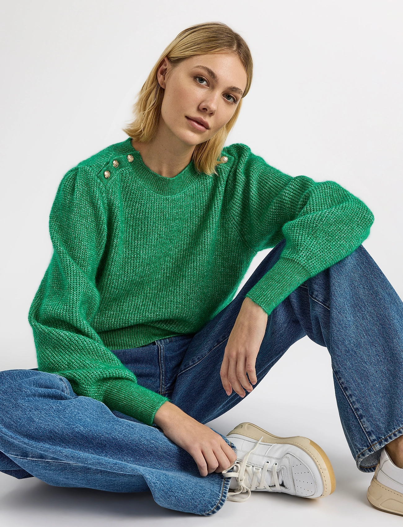 Lindex - Sweater Angela buttons - tröjor - green - 0