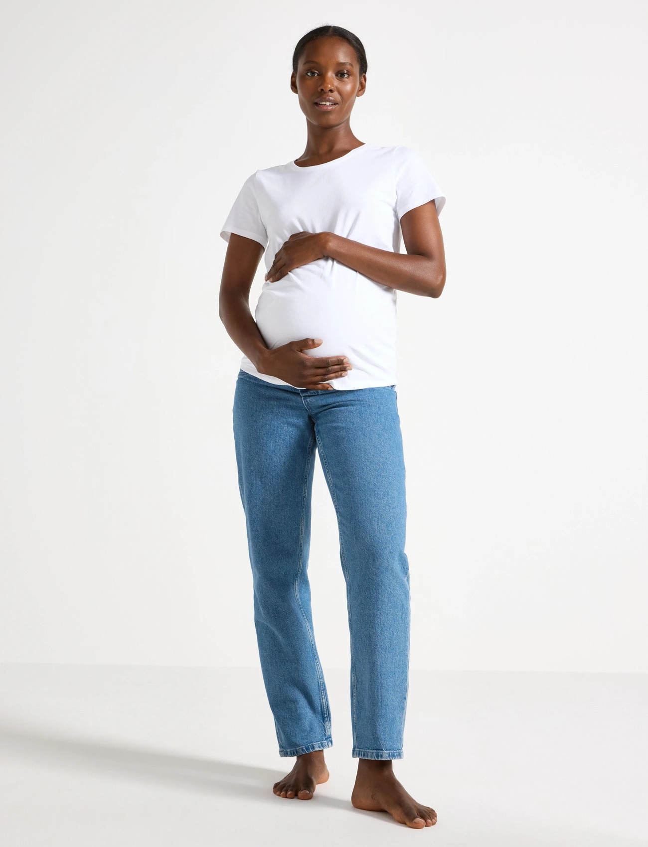 Lindex Mom Straight Nea Cropped Maternity Jeans, 40, Blue, Jeans > Mor-Jeans, Dame