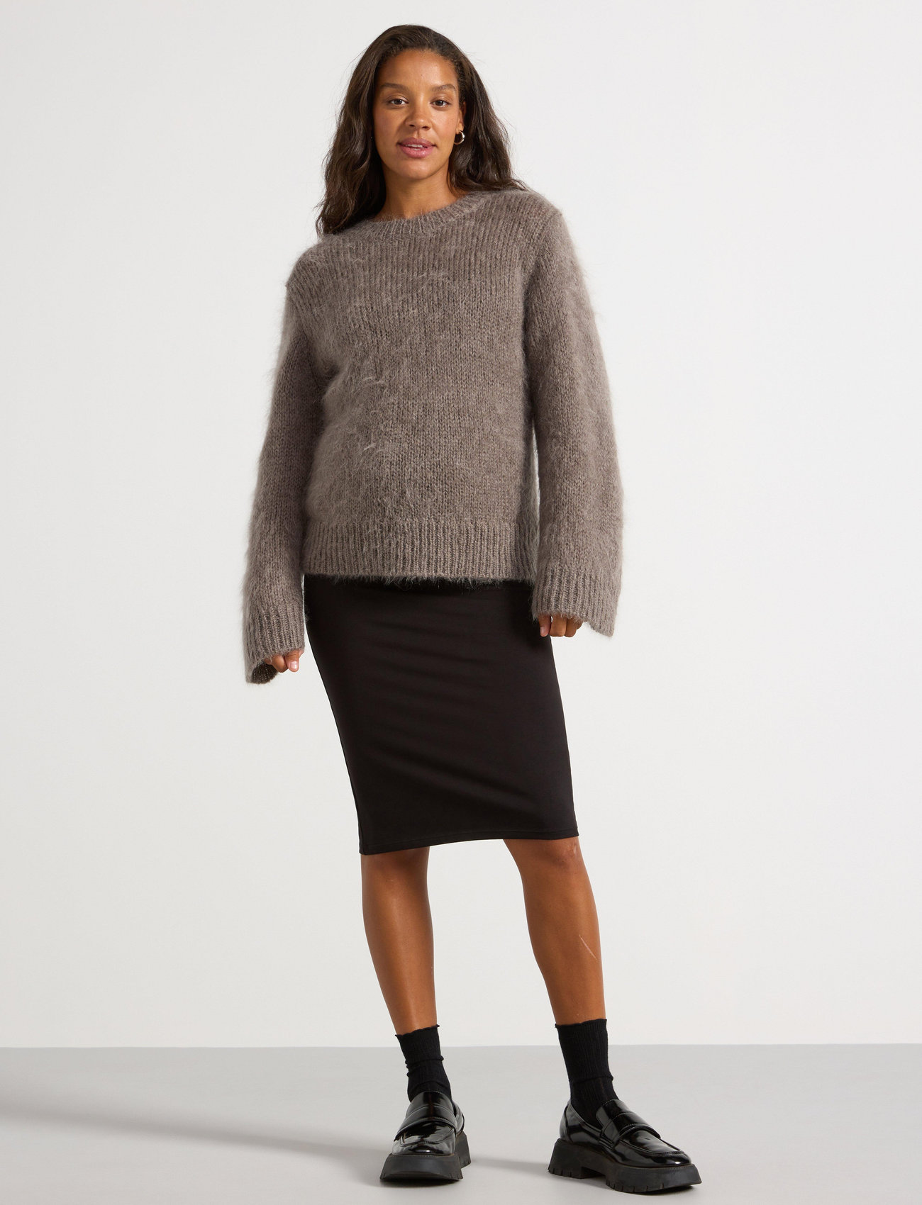 Lindex Skirt Lina Mom, XL, Black, Nederdele > Knælange Og Midi, Dame