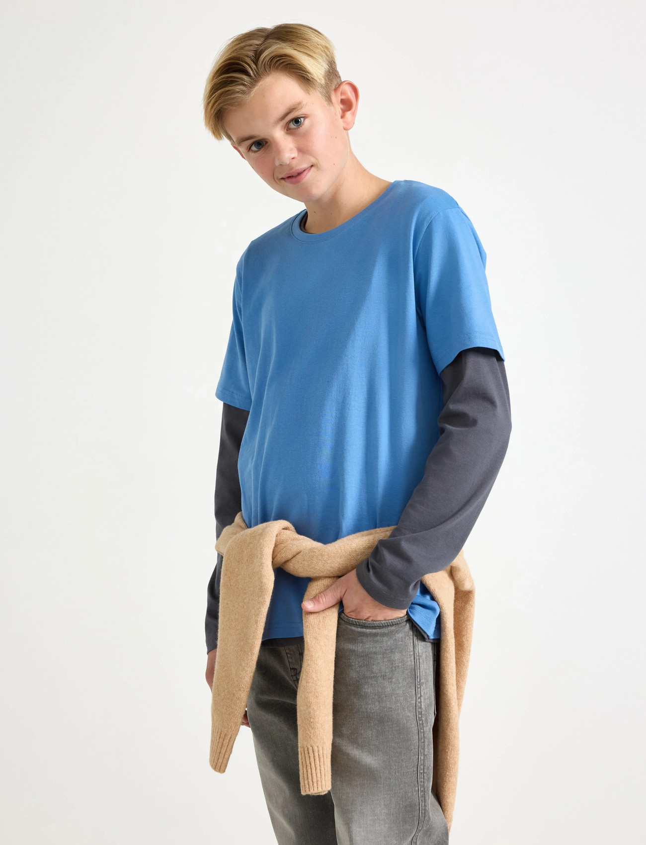 Lindex T Shirt Regular Solid, 170, Blue, T-Shirts > Kortærmede, Børn