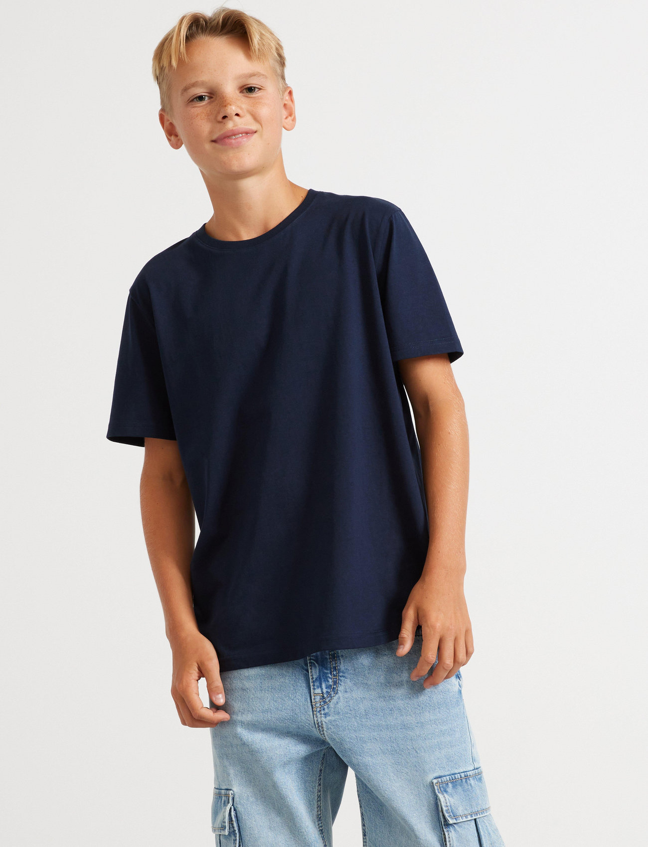 Lindex T Shirt Regular Solid, 170, Navy, T-Shirts > Kortærmede, Børn