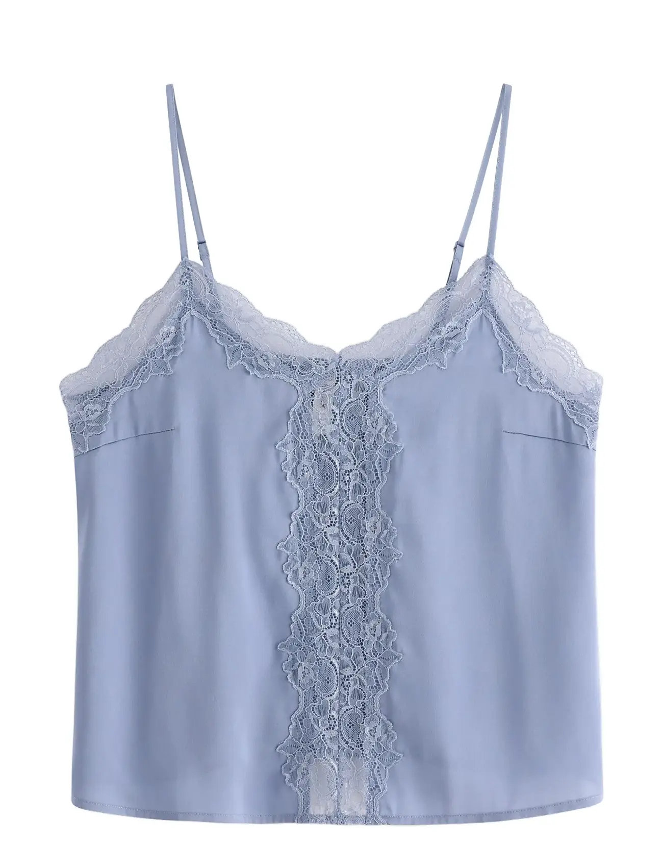 LINDEX Camisole Strickjacke Satin Blau - L - Damen