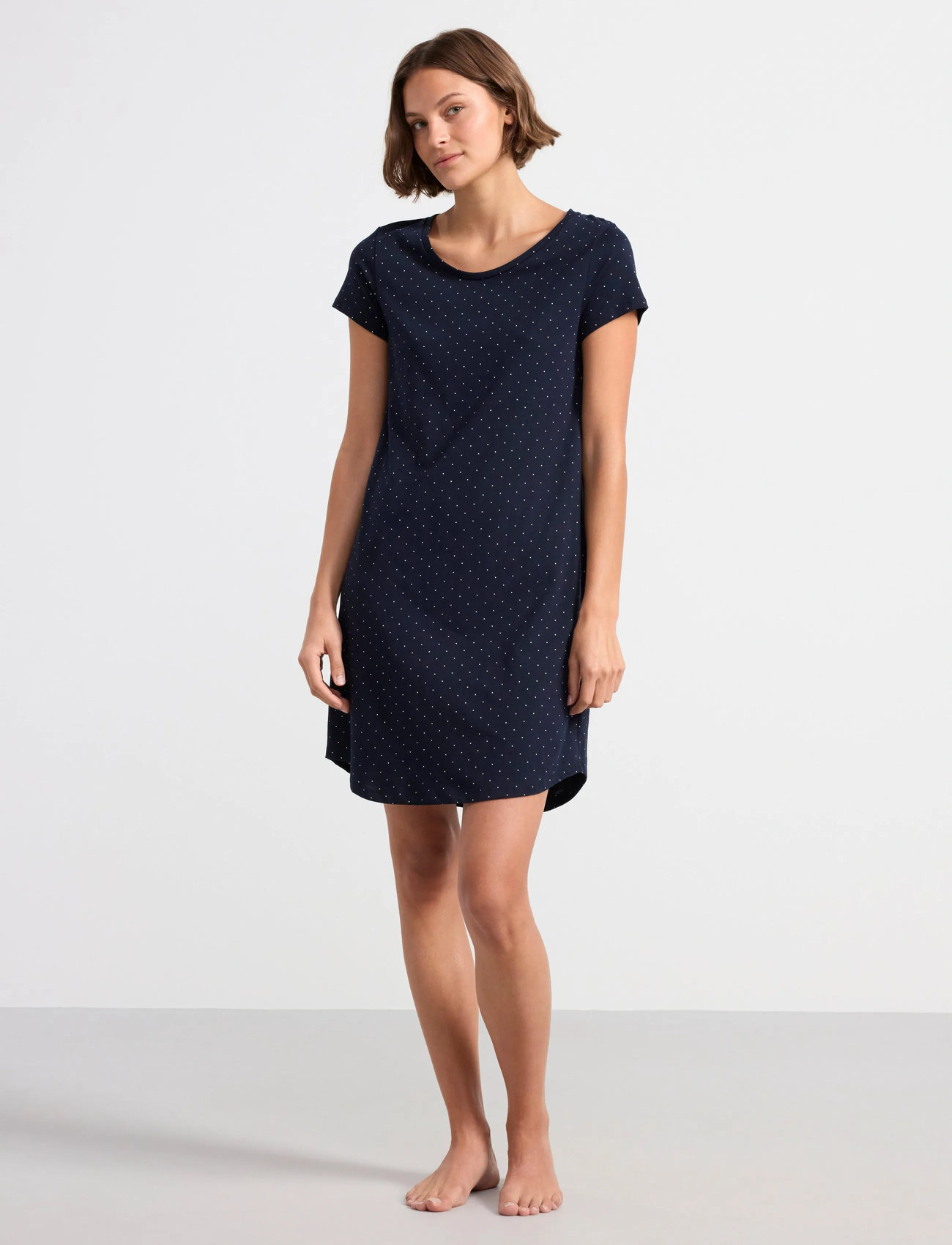 Lindex Nightdress Big Tee Aop Dots, 3XL, Navy, Nat- Og Loungewear > Natkjoler, Dame