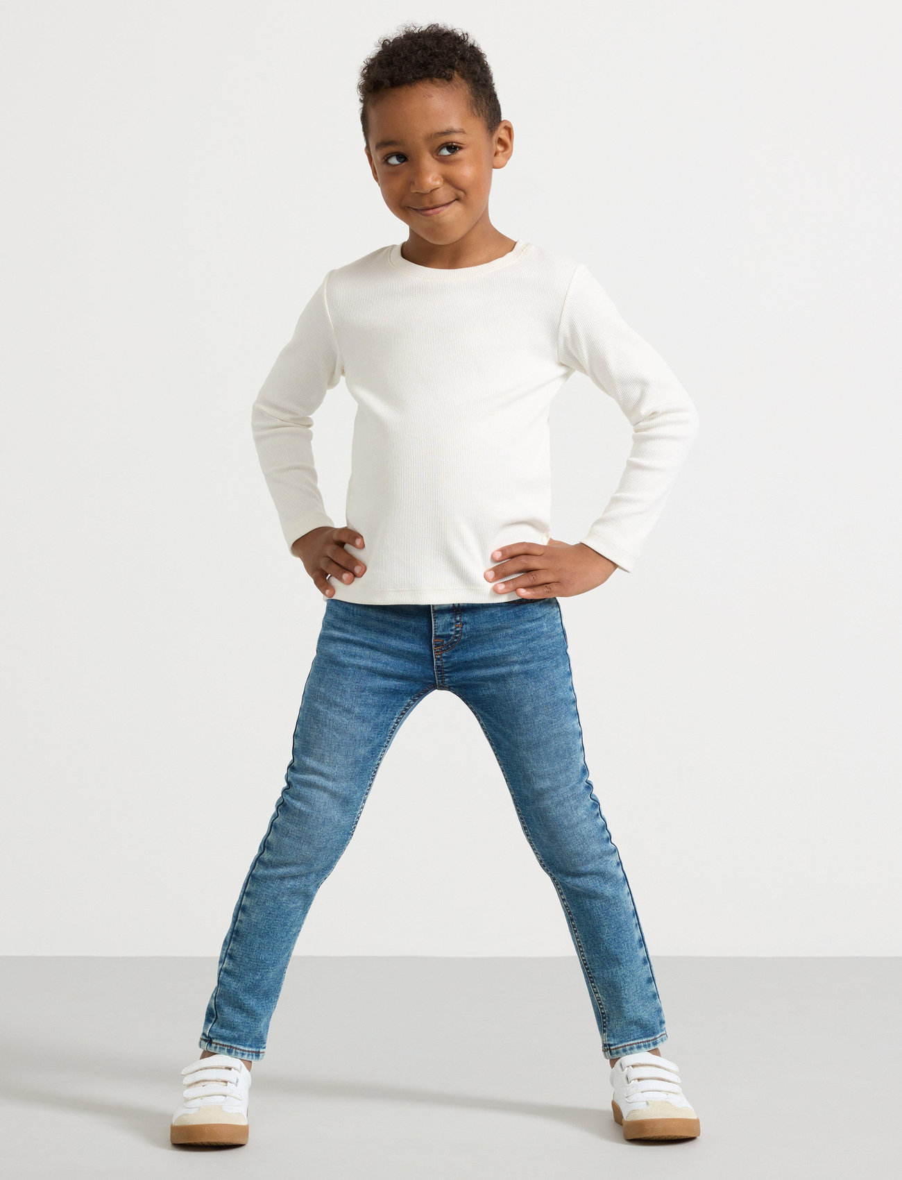 Lindex Trousers Denim Sam Slim, 98, Blue, Jeans > Skinny Jeans, Børn