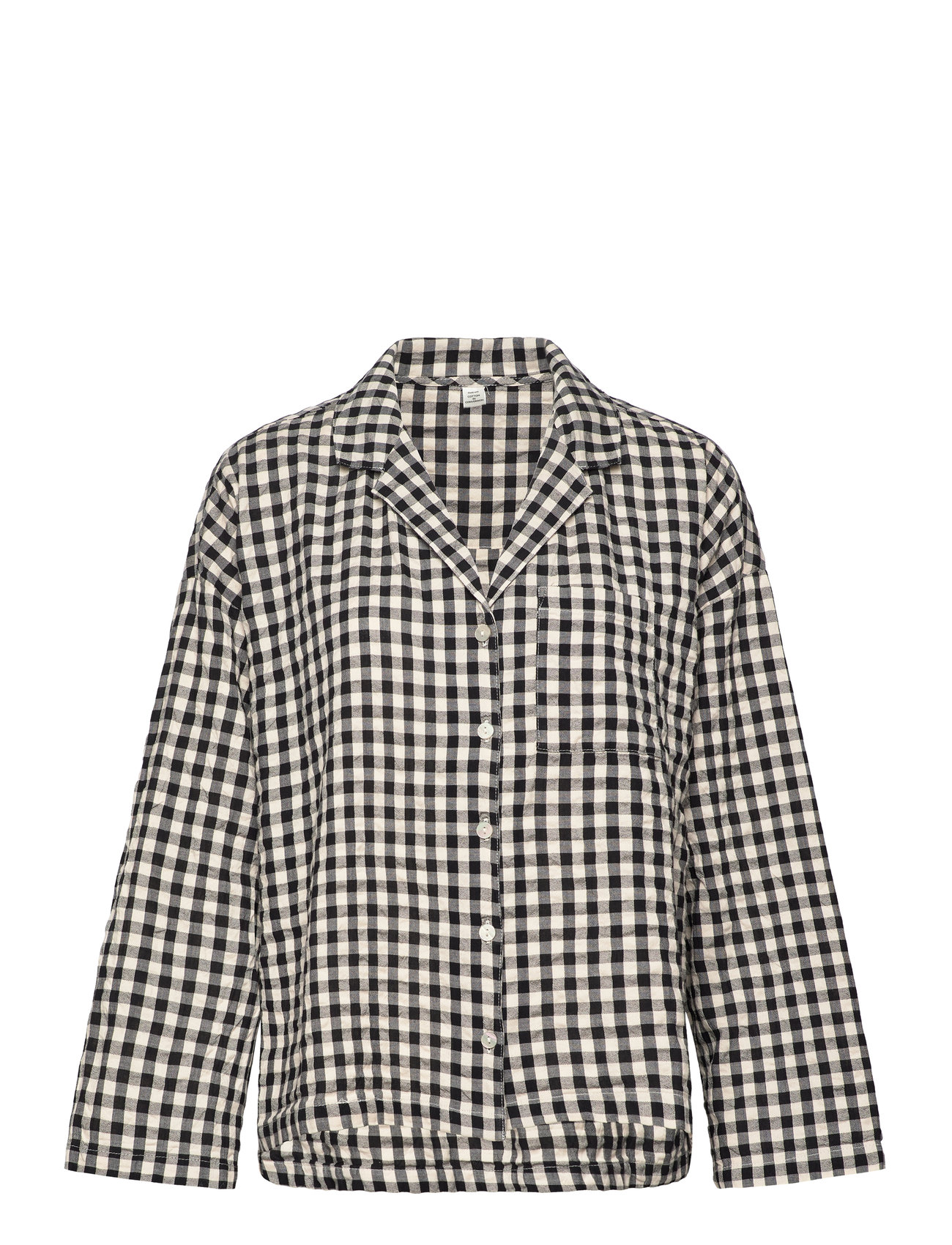 Pyjama Shirt Seersucker Topp Black Lindex