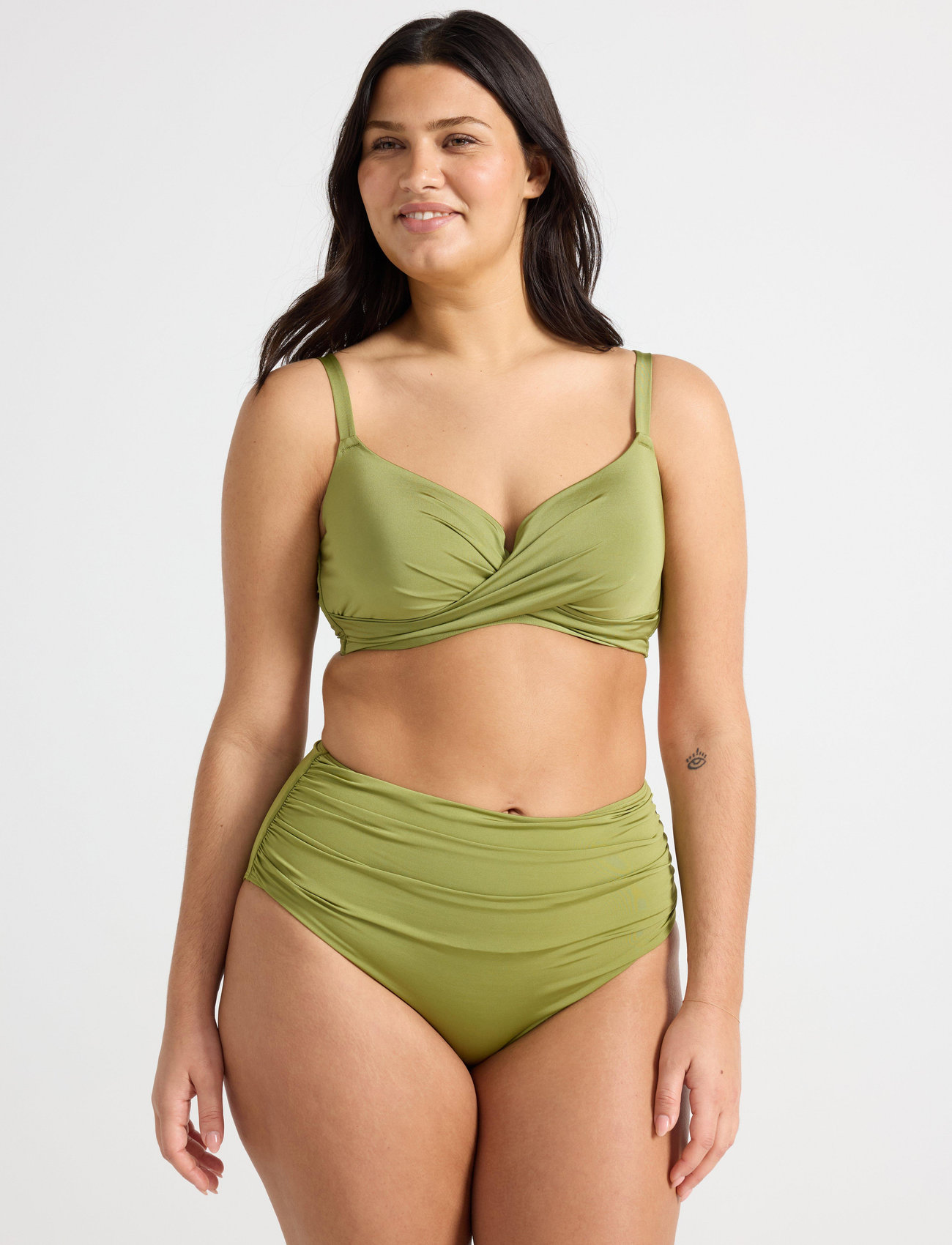 Lindex Shaping Bikini Bottom With High Waist, M, Green, Bikinitrusser > Bikinier Med Høj Talje, Dame