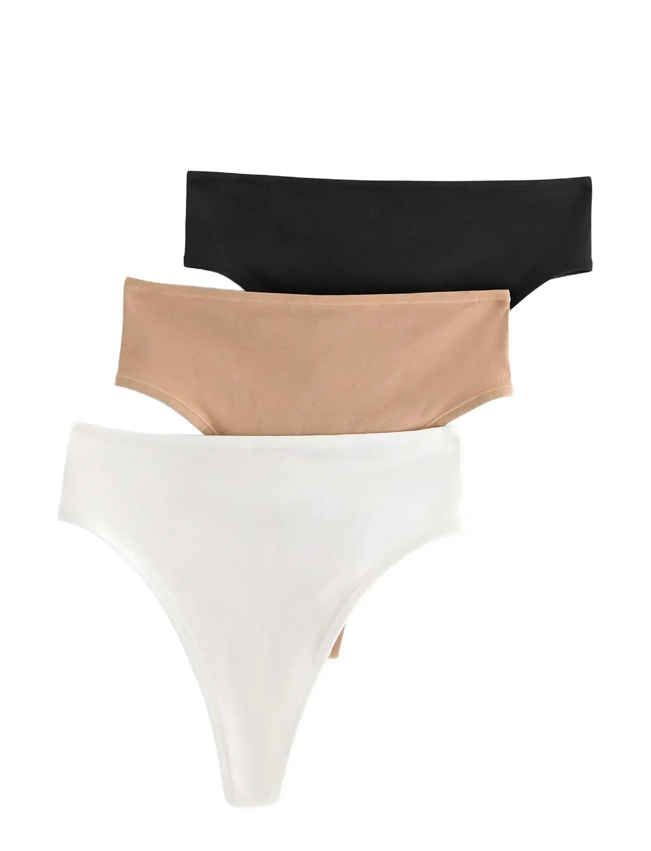 LINDEX Brief Stringtanga High Baumwolle 3 Pack Schwarz - XS - Damen