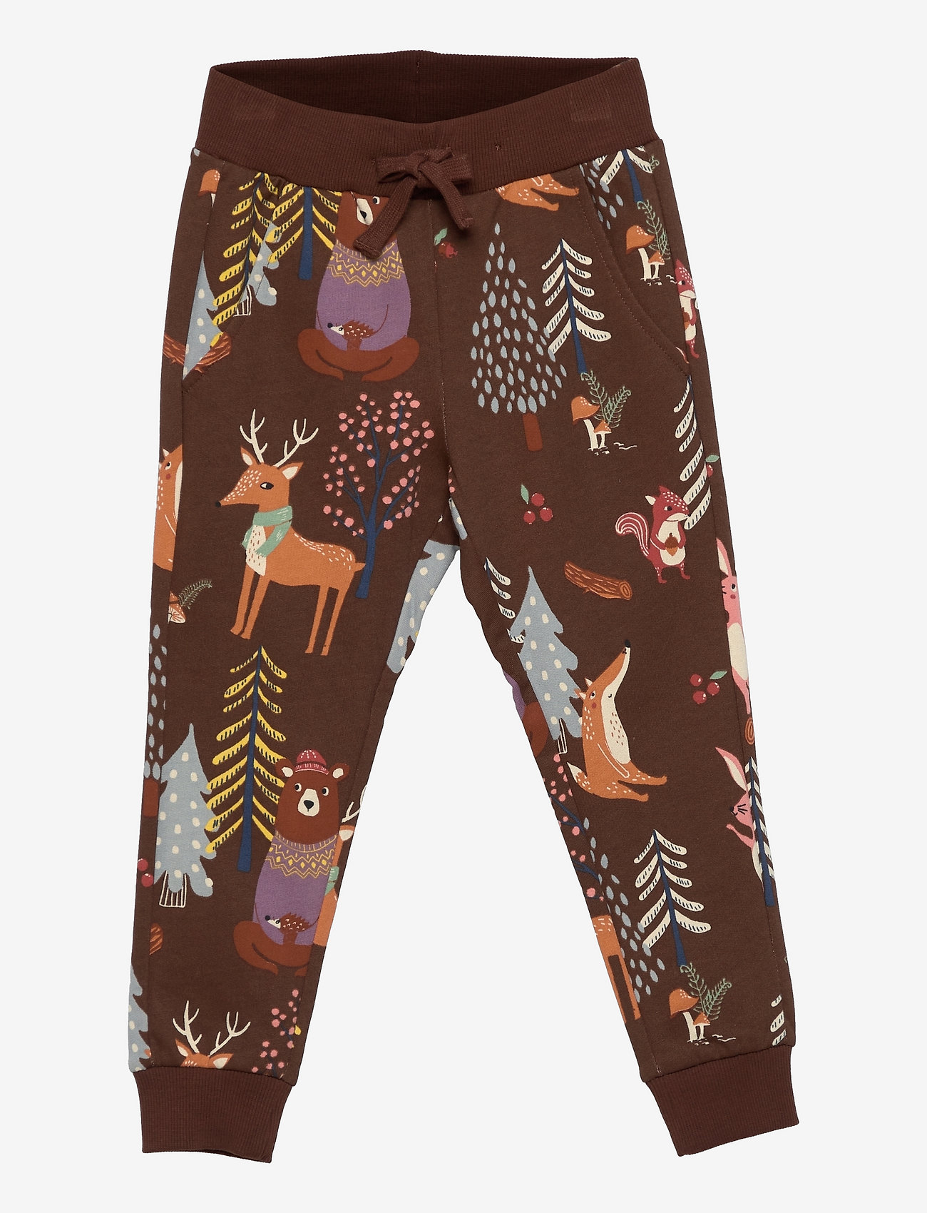 Lindex - Trousers AOP Winter Forest - bottoms - brown - 0