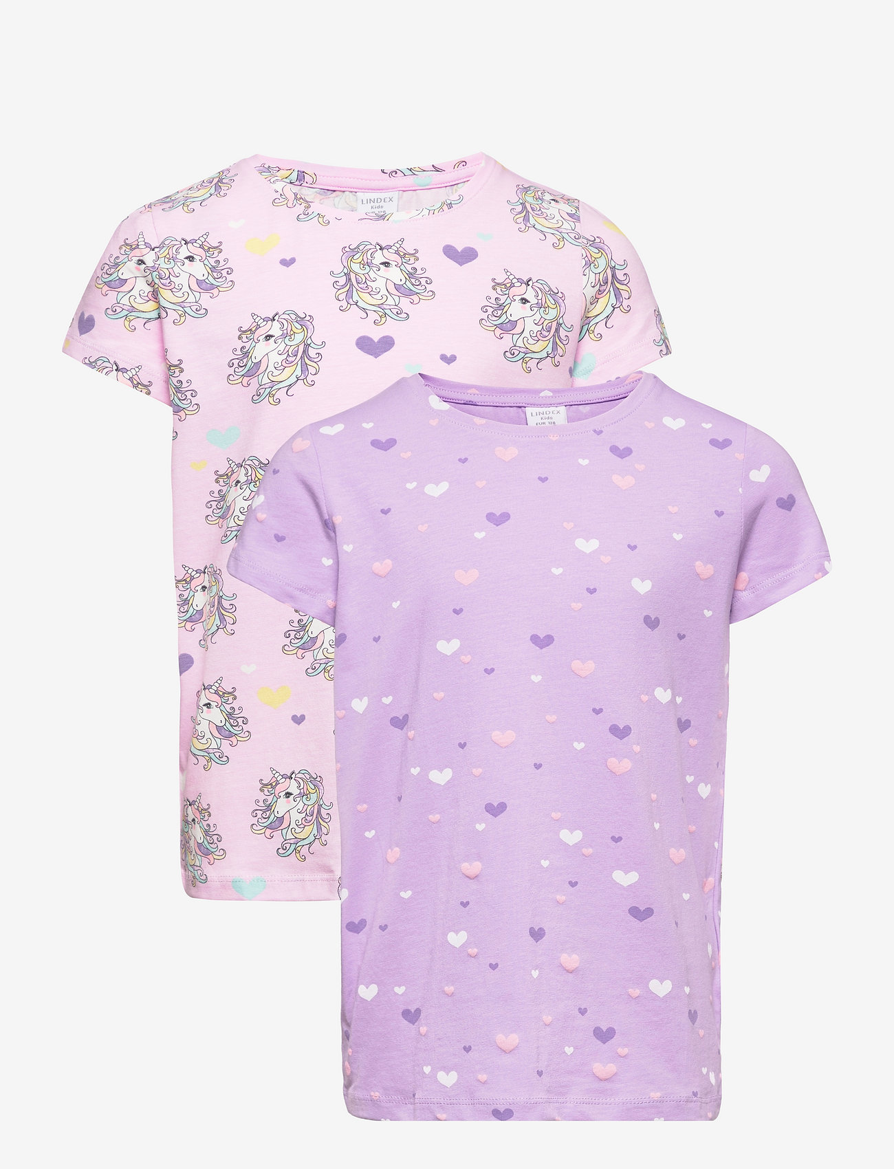Lindex - Top S S ao printed 2 pack - t-shirt à manches courtes avec motif - lilac - 1