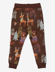 Lindex - Trousers AOP Winter Forest - bottoms - brown - 1