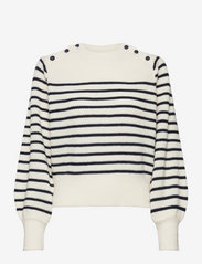 Sweater Angela buttons stripe - WHITE