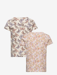 Lindex - Top S S ao printed 2 pack - t-shirt à manches courtes avec motif - beige - 7