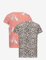 Lindex - Top S S ao printed 2 pack - t-shirt à manches courtes avec motif - coral - 8