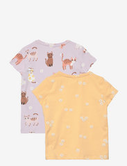Lindex - Top S S ao printed 2 pack - t-shirt à manches courtes avec motif - yellow - 7