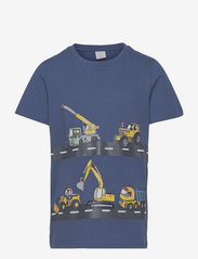 Lindex - Top SS Working Trucks Placed P - t-shirts à manches courtes - dark dusty blue - 1