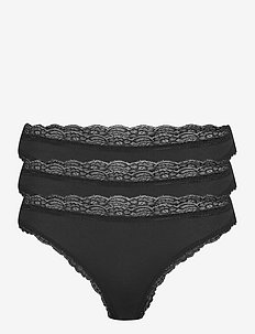 Brief 3-p Em lace Thong reg co - thongs - black
