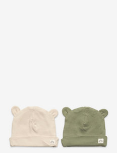 Cap w ears 2pack - kepuraitės kūdikiams - dusty green