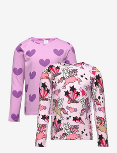 Top L s ao printed 2 pack - apdrukāts t-krekls ar garām piedurknēm - pink