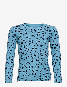 Top Basic rib dots - apdrukāts t-krekls ar garām piedurknēm - blue