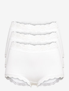 Brief 3 pack Emelie lace high - culottes taille basse - white