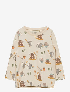Top mole and friends - pattern long-sleeved t-shirt - beige