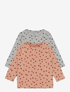 2 pack top aop hearts - pattern long-sleeved t-shirt - grey