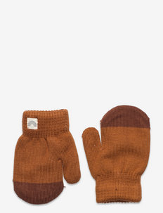 Mitten knitted - fäustlinge - brown