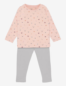 Set top leggings mini animals - long-sleeved t-shirts - light dusty pink