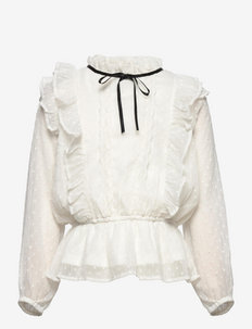 Blouse Paula flounce and bow - blouses & tunics - white