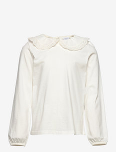 Top big lace collar - blouses & tunics - white