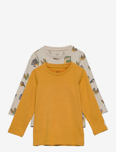 2 pack top aop owl - long-sleeved t-shirts - yellow