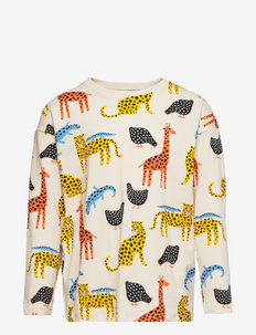 Top Multi animal aop - apdrukāts t-krekls ar garām piedurknēm - light beige
