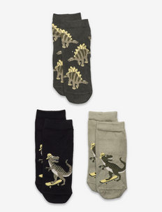 Sock 3p sb Dino on skateboard - socks & underwear - dusty green